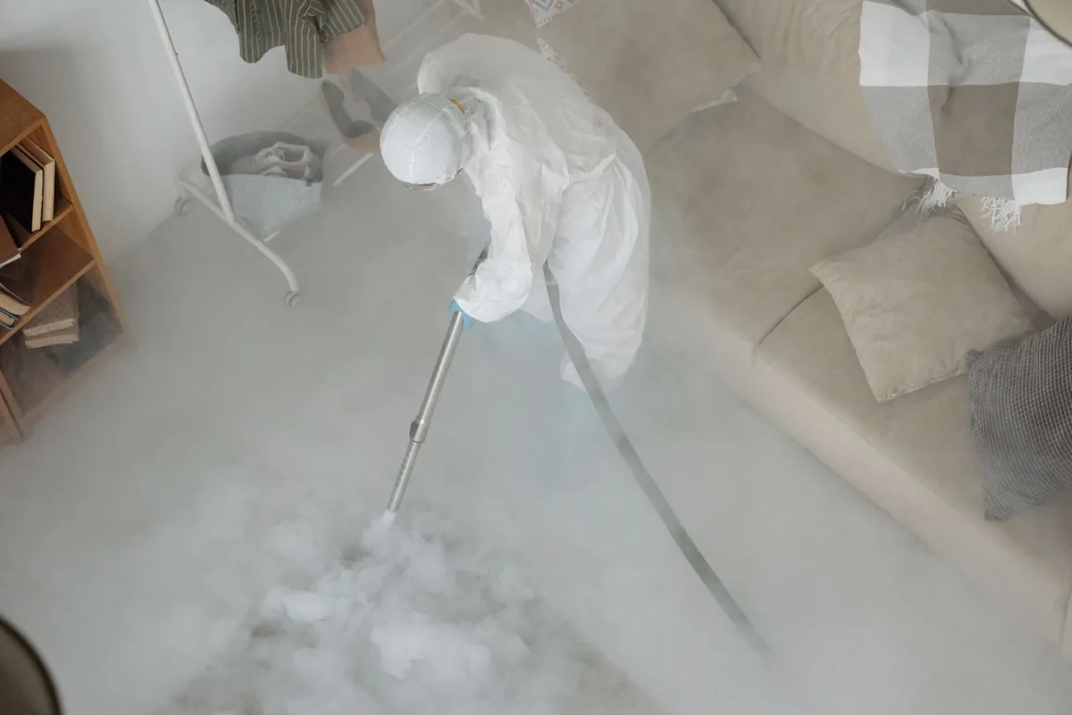 Biohazard cleanup technician in protective equipment, Vails Gate, NY